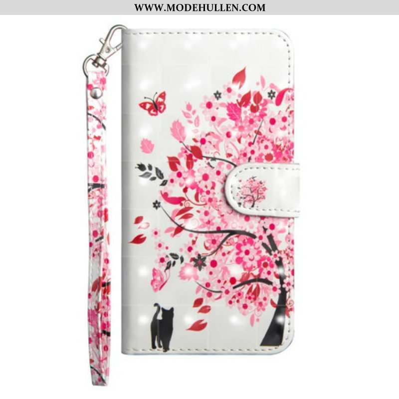 Flip Case Für Poco X3 / X3 Pro / X3 NFC Rosa Baum Und Schwarze Katze