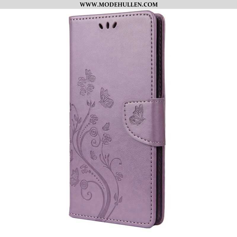 Flip Case Für Poco X3 / X3 Pro / X3 NFC Schmetterlinge Und Blumen