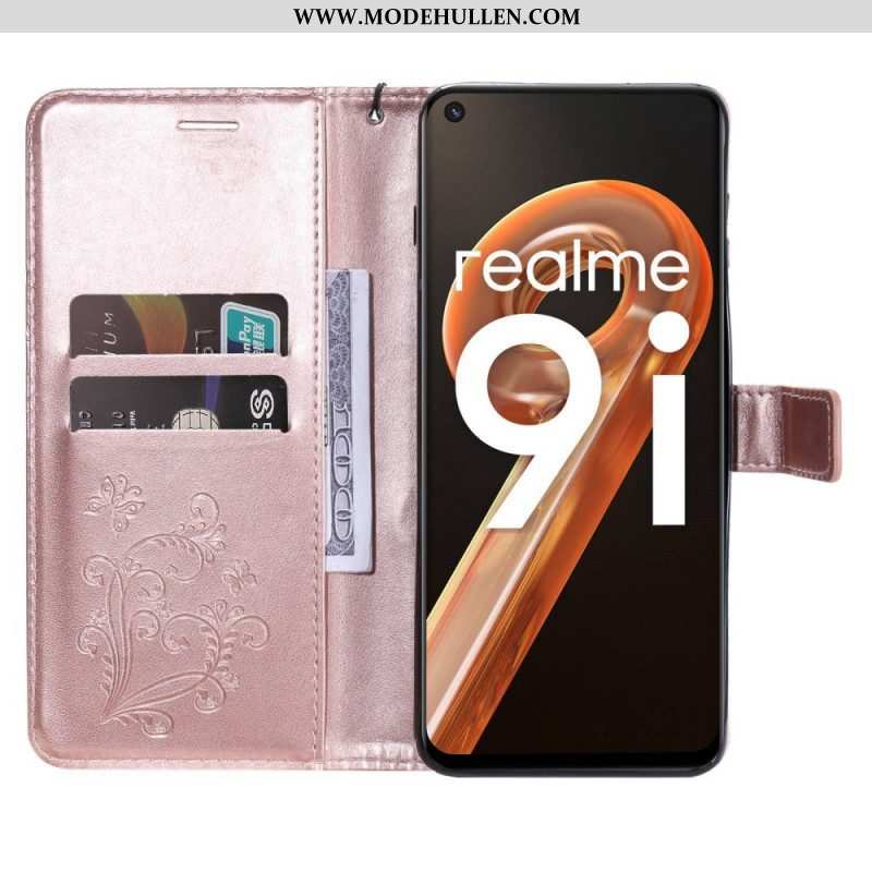 Flip Case Für Realme 9i Mit Kordel Riesiger Riemchenschmetterling