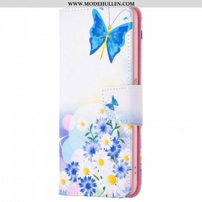 Flip Case Für Realme 9i Schmetterling Und Pastellblumen