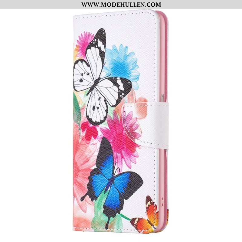 Flip Case Für Realme C35 Blumen Schmetterlinge