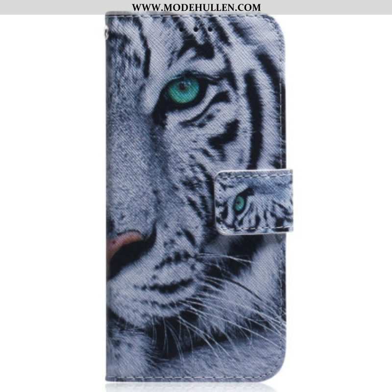 Flip Case Für Realme C35 Weißer Tiger