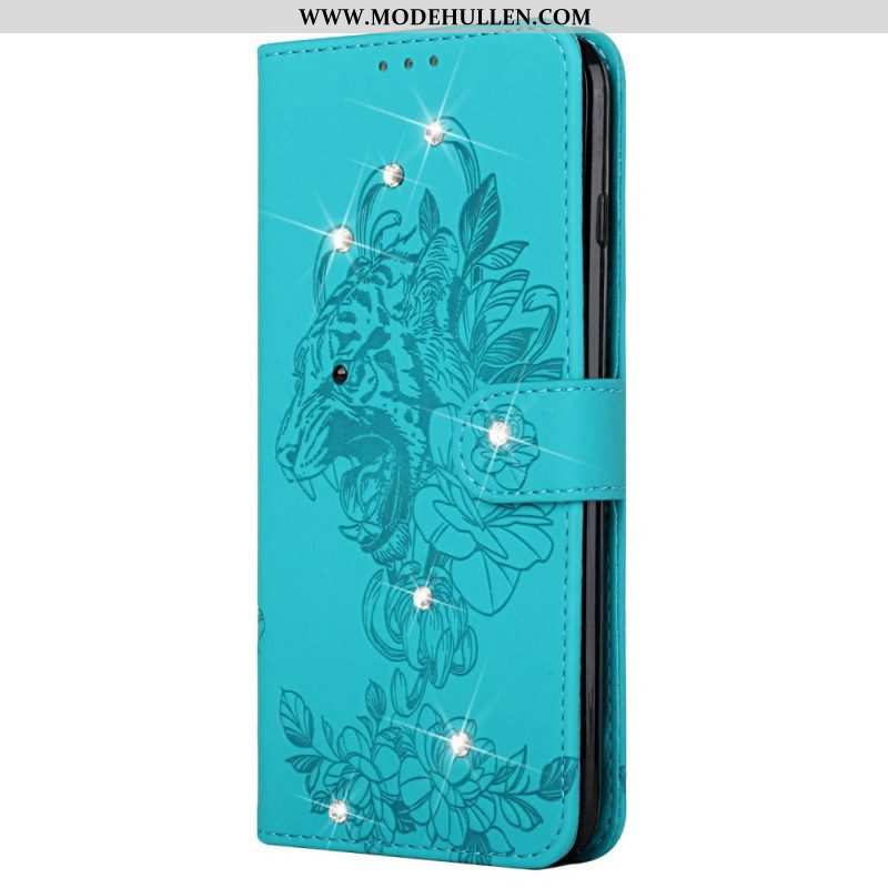 Flip Case Für Samsung Galaxy A13 5G / A04s Barocker Tiger Und Diamanten