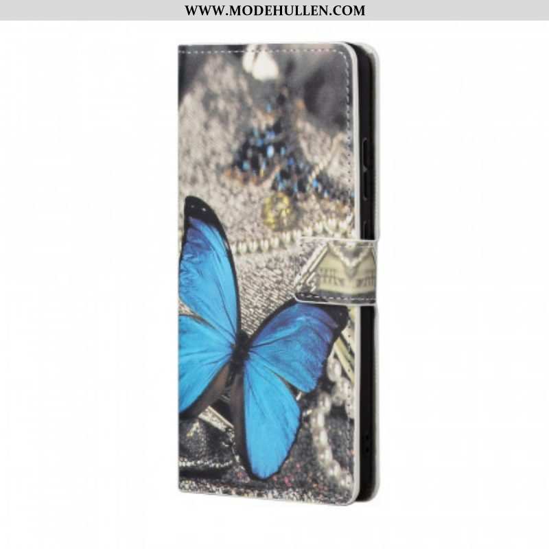 Flip Case Für Samsung Galaxy A13 5G / A04s Blauer Schmetterling