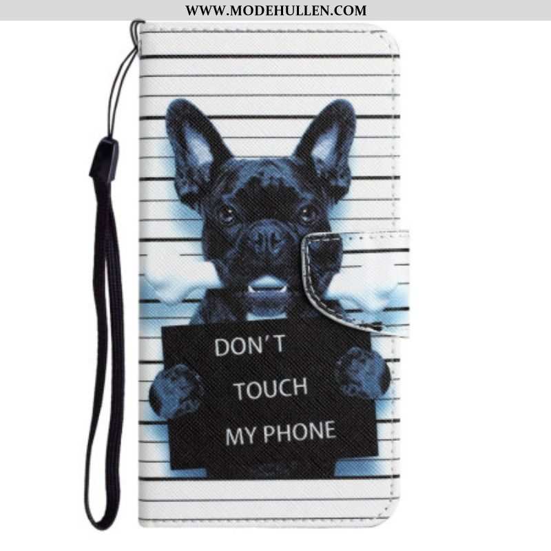 Flip Case Für Samsung Galaxy A14 / A14 5G Mit Kordel Hund Nicht Berühren Mit Lanyard