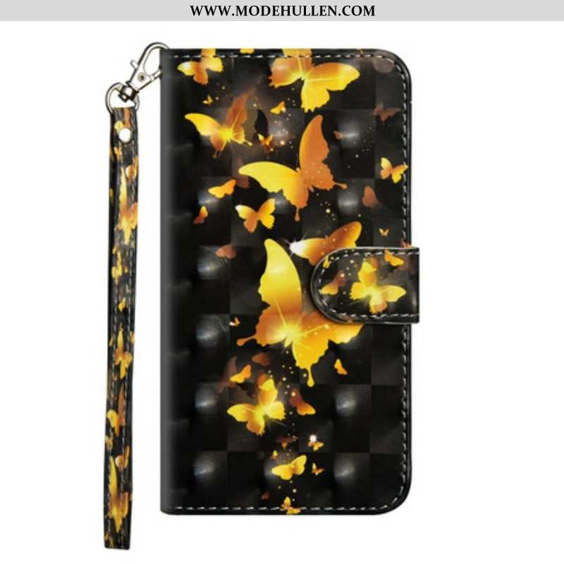 Flip Case Für Samsung Galaxy A42 5G Gelbe Schmetterlinge