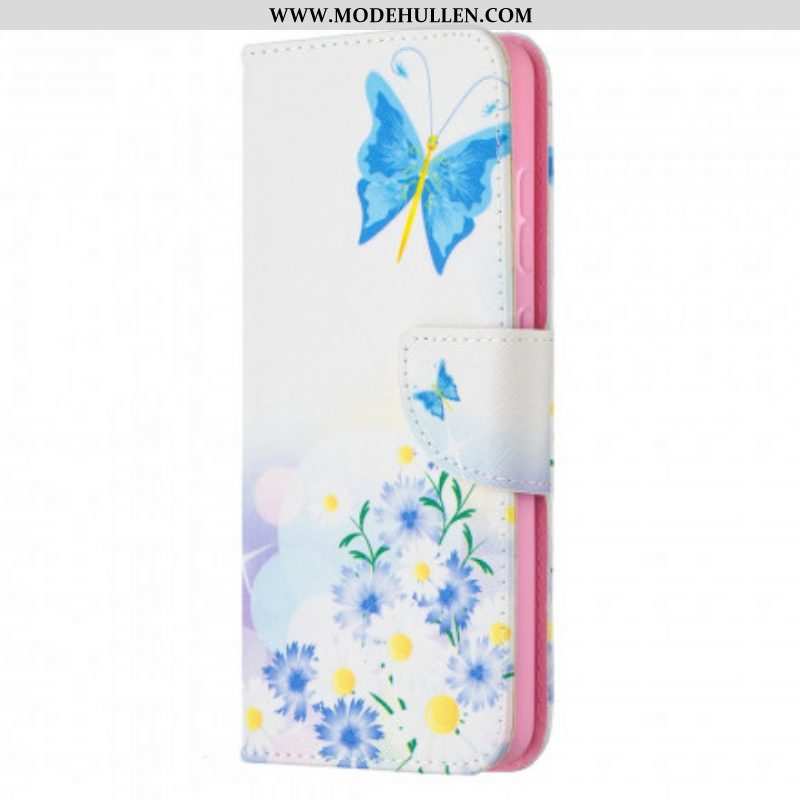 Flip Case Für Samsung Galaxy A52 4G / A52 5G / A52s 5G Bemalte Schmetterlinge Und Blumen