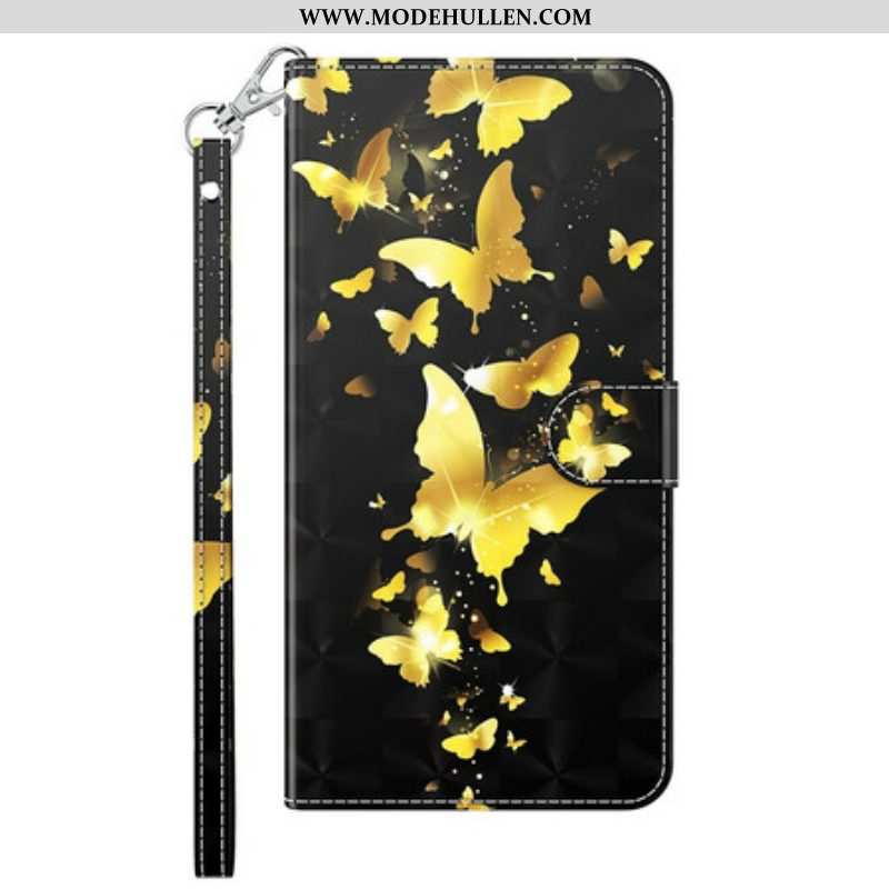 Flip Case Für Samsung Galaxy M12 / A12 Gelbe Schmetterlinge