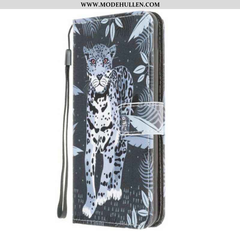 Flip Case Für Samsung Galaxy M12 / A12 Mit Kordel Riemchen-leopard