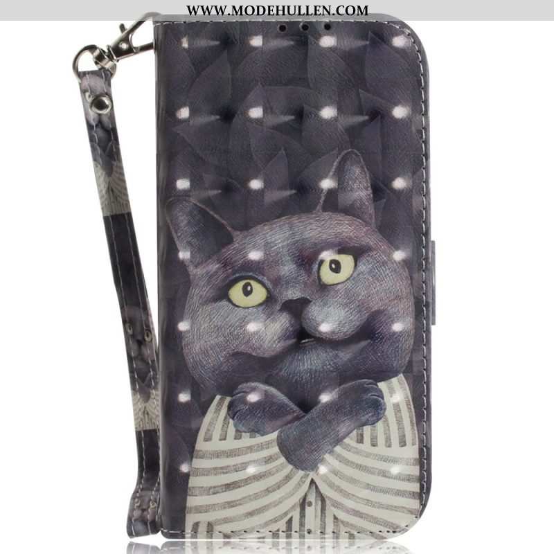 Flip Case Für Samsung Galaxy M13 Katze Mit Schlüsselband