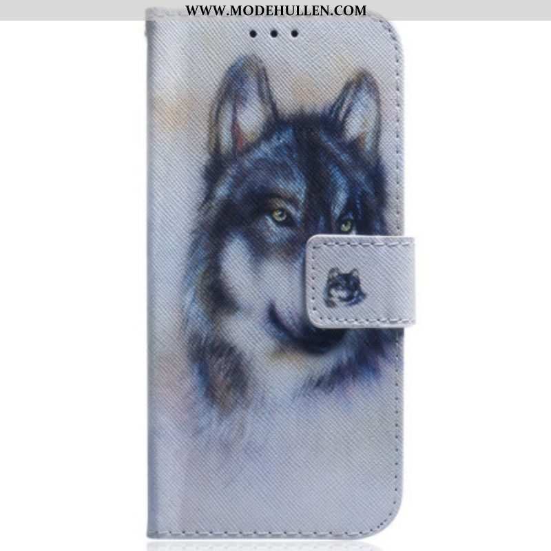 Flip Case Für Samsung Galaxy M13 Mit Kordel Riemchen-aquarell-hund