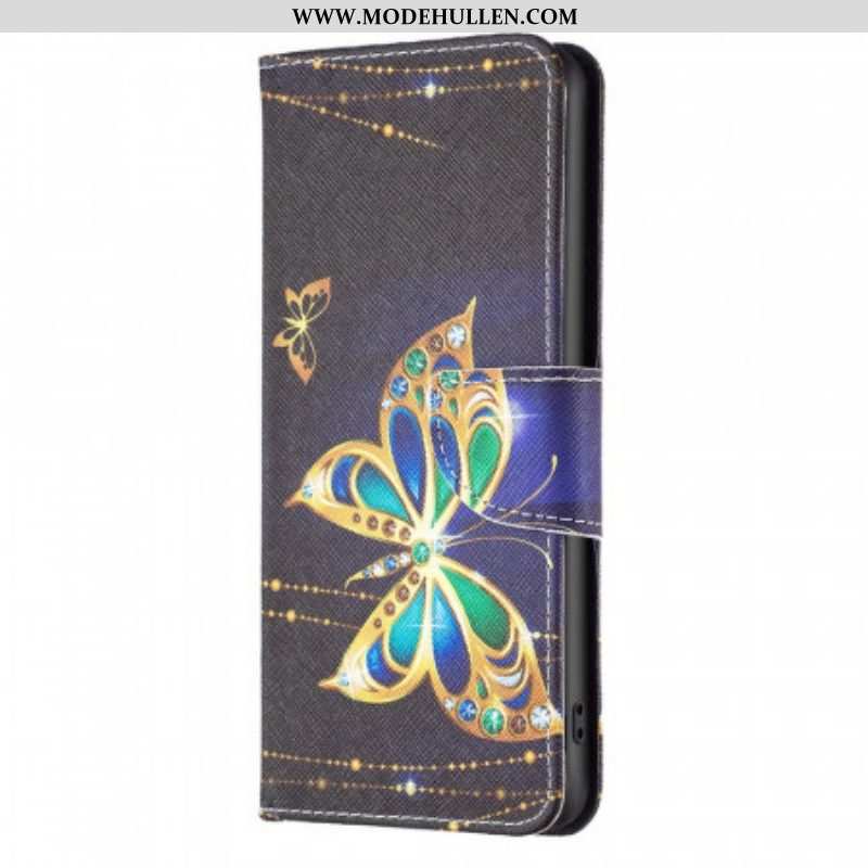 Flip Case Für Samsung Galaxy M23 5G Goldener Schmetterling