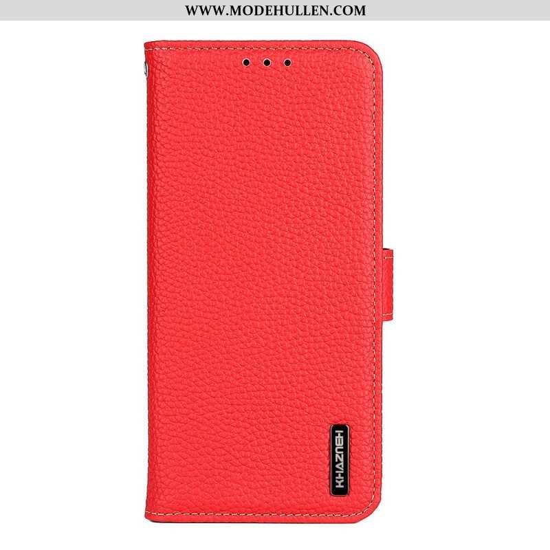 Flip Case Für Samsung Galaxy M32 Echtes Litschi-leder Khazneh Rfid