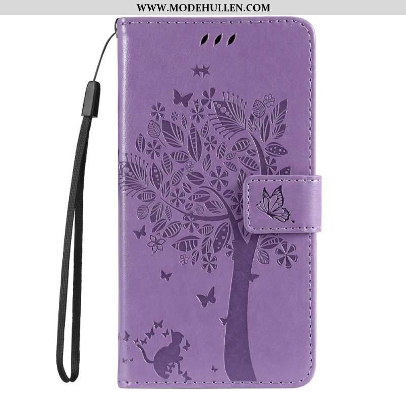 Flip Case Für Samsung Galaxy M52 5G Blühender Baum Und Katze