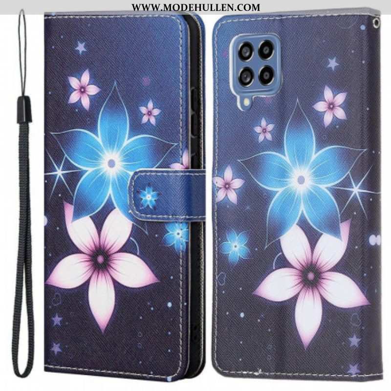 Flip Case Für Samsung Galaxy M53 5G Mit Kordel Mondriemenblumen