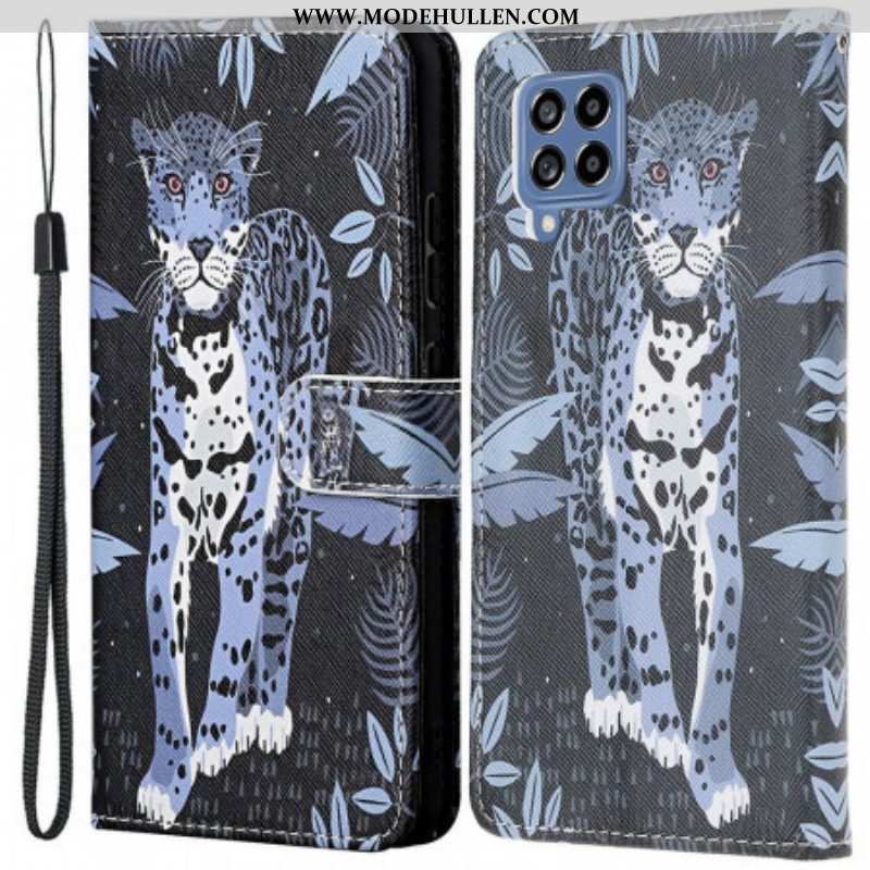 Flip Case Für Samsung Galaxy M53 5G Mit Kordel Riemchen-leopard