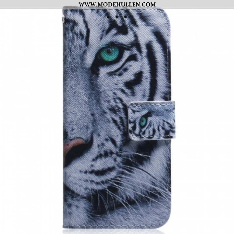 Flip Case Für Samsung Galaxy M53 5G Weißer Tiger