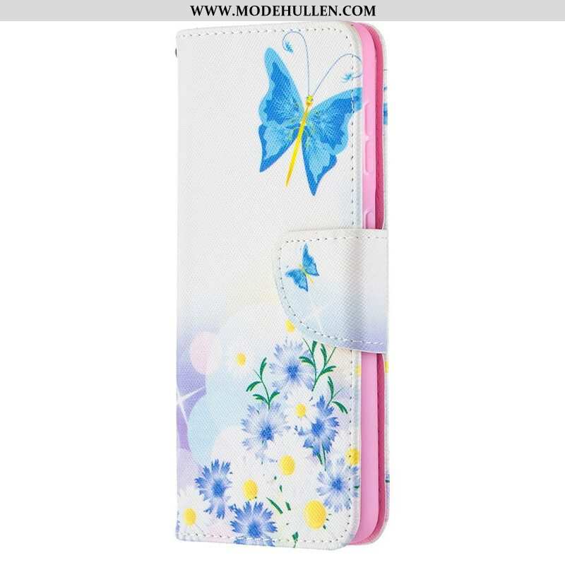 Flip Case Für Samsung Galaxy S21 5G Bemalte Schmetterlinge Und Blumen