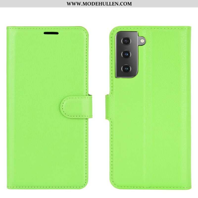 Flip Case Für Samsung Galaxy S21 5G Klassisches Lychee-kunstleder