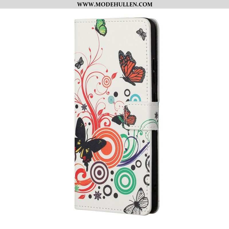 Flip Case Für Samsung Galaxy S21 5G Schmetterlinge Und Blumen