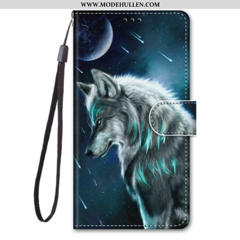 Flip Case Für Samsung Galaxy S21 5G Wolf Unter Einem Sternenregen