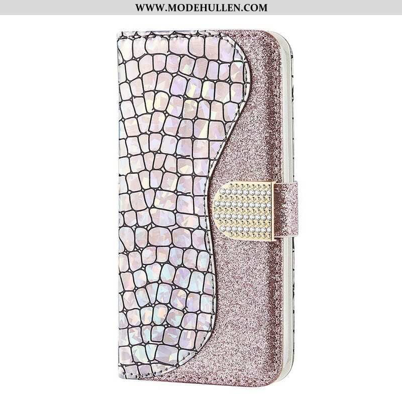 Flip Case Für Samsung Galaxy S21 FE Krokodildiamanten