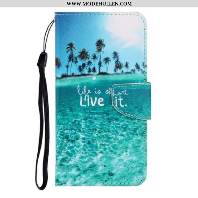 Flip Case Für Samsung Galaxy S21 FE Mit Kordel Lebe Es Bei Lanyard