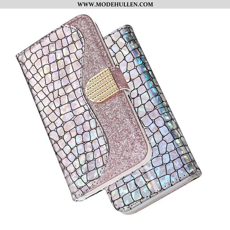 Flip Case Für Samsung Galaxy S21 Plus 5G Krokodildiamanten