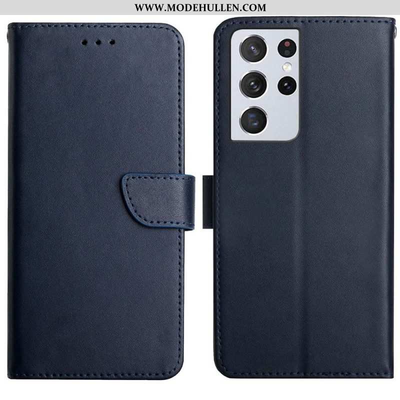 Flip Case Für Samsung Galaxy S21 Ultra 5G Echtes Nappaleder