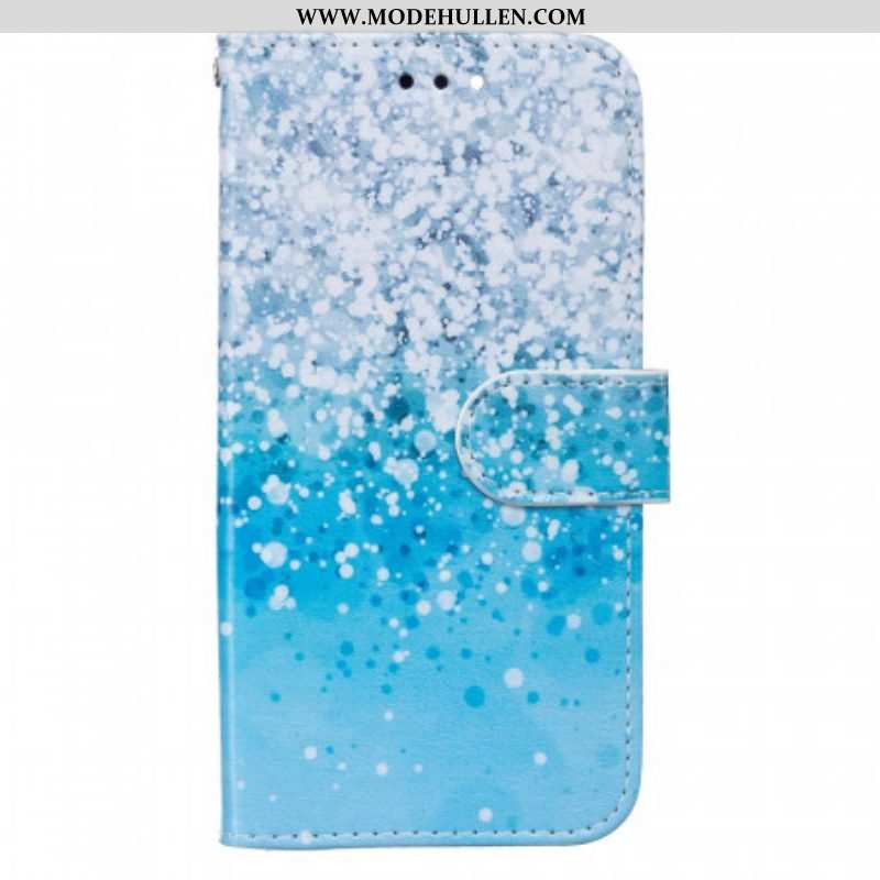 Flip Case Für Samsung Galaxy S22 Plus 5G Blauer Glitzerverlauf