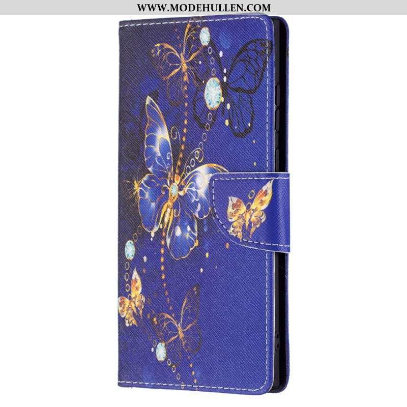 Flip Case Für Samsung Galaxy S22 Ultra 5G Goldene Schmetterlinge