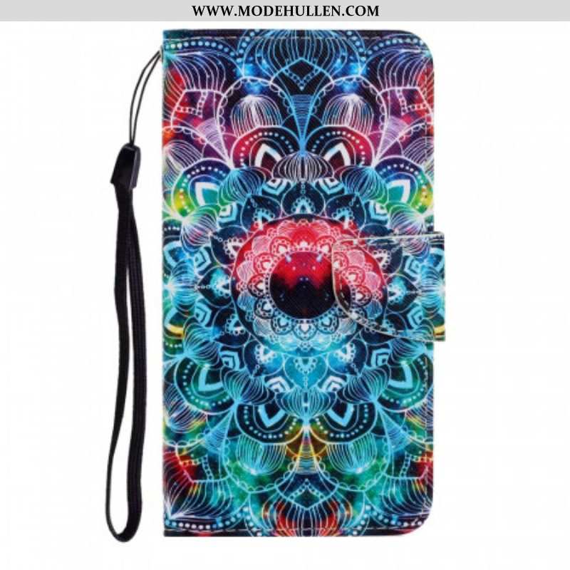 Flip Case Für Samsung Galaxy S22 Ultra 5G Mit Kordel Auffälliges Riemchen-mandala