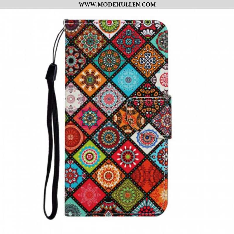 Flip Case Für Samsung Galaxy S22 Ultra 5G Patchwork-mandalas Mit Schlüsselband