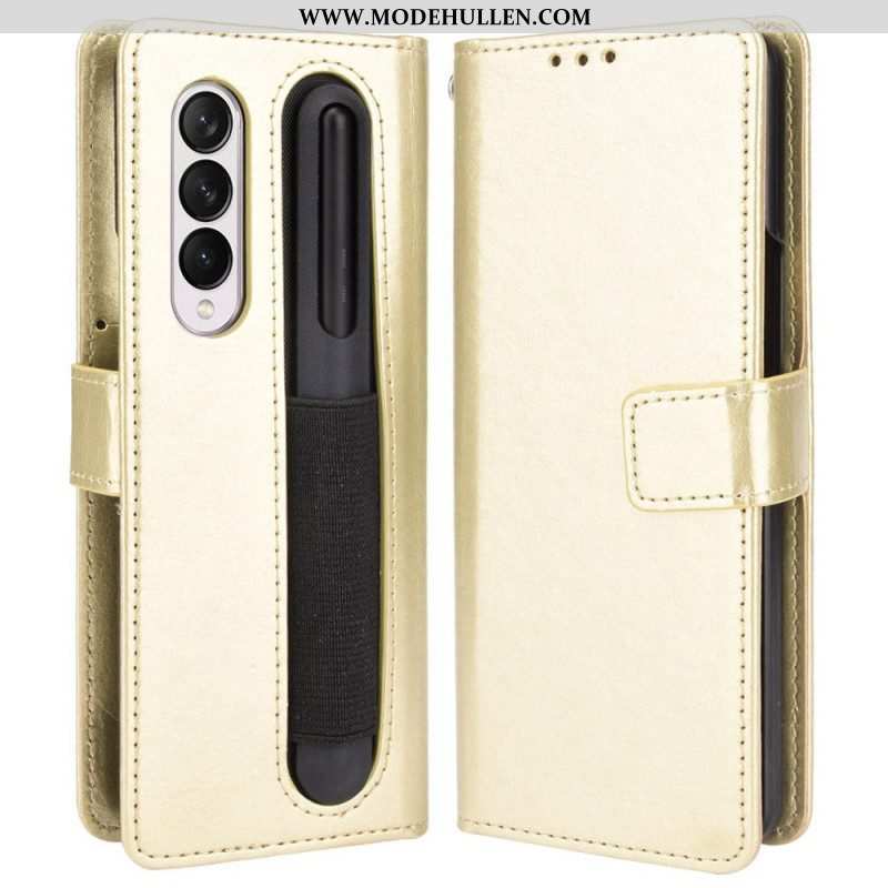 Flip Case Für Samsung Galaxy Z Fold 4 Mit Kordel Retro-business-riemchen