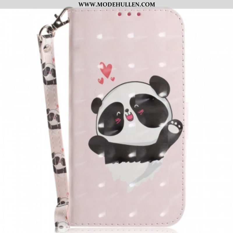 Flip Case Für Sony Xperia 1 IV Mit Kordel Kleiner Panda Mit Riemen