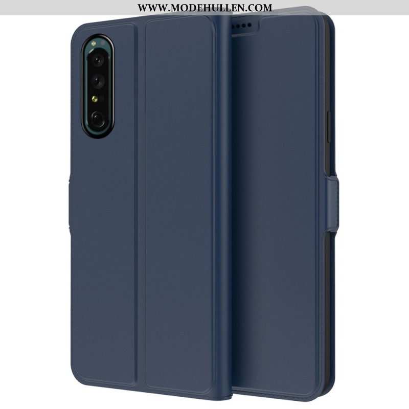 Flip Case Für Sony Xperia 1 IV Schlanker Ledereffekt