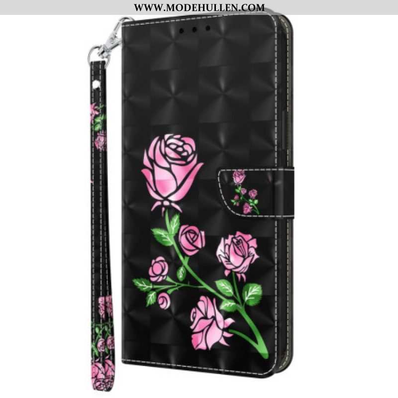 Flip Case Für Sony Xperia 5 IV Mit Kordel Riemenrosen