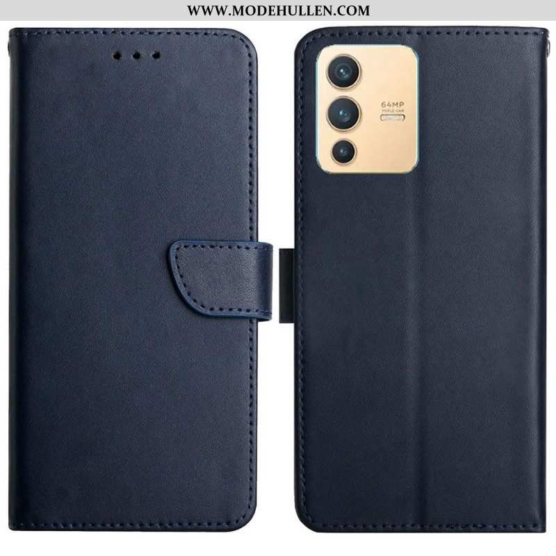 Flip Case Für Vivo V23 5G Echtes Nappaleder