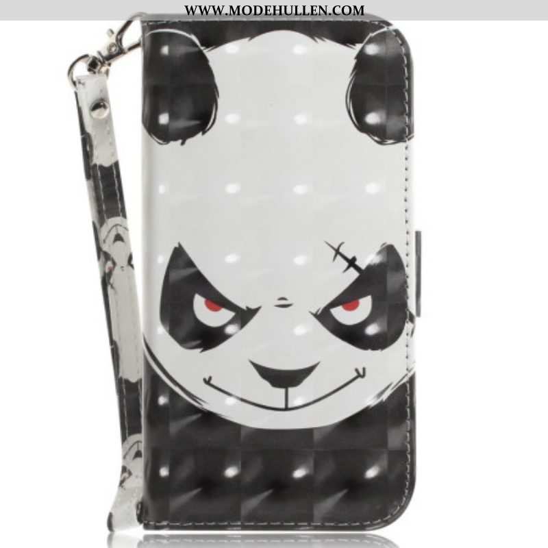 Flip Case Für Xiaomi 12 / 12X Mit Kordel Wütender Panda Mit Schlüsselband