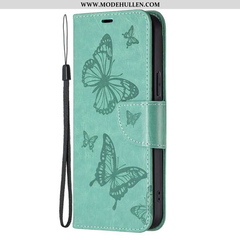 Flip Case Für Xiaomi 12T / 12T Pro Mit Kordel Tanga-schmetterlinge