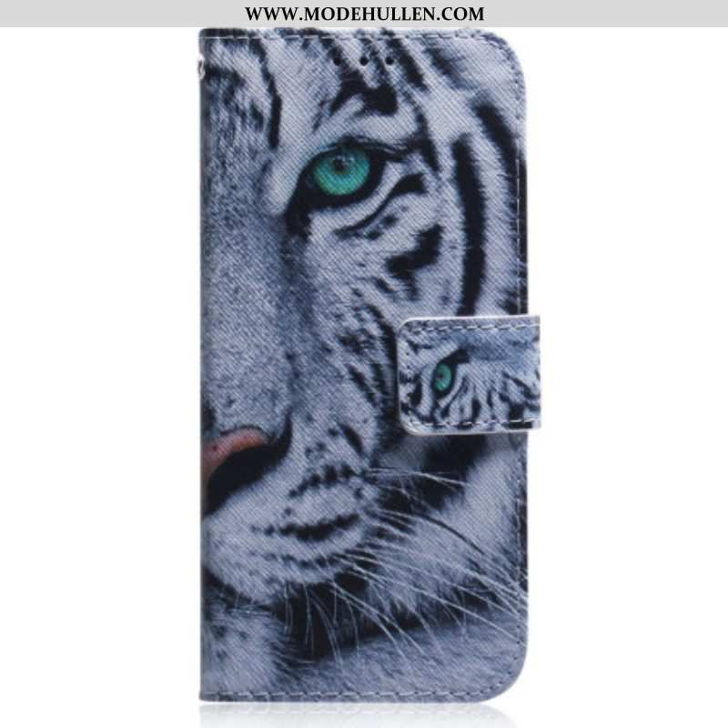 Flip Case Für Xiaomi 13 Mit Kordel Riemchenweißer Tiger