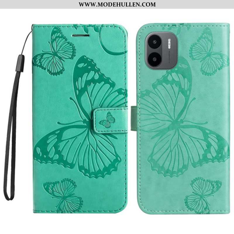 Flip Case Für Xiaomi Redmi A1 Mit Kordel Riesige Riemenschmetterlinge