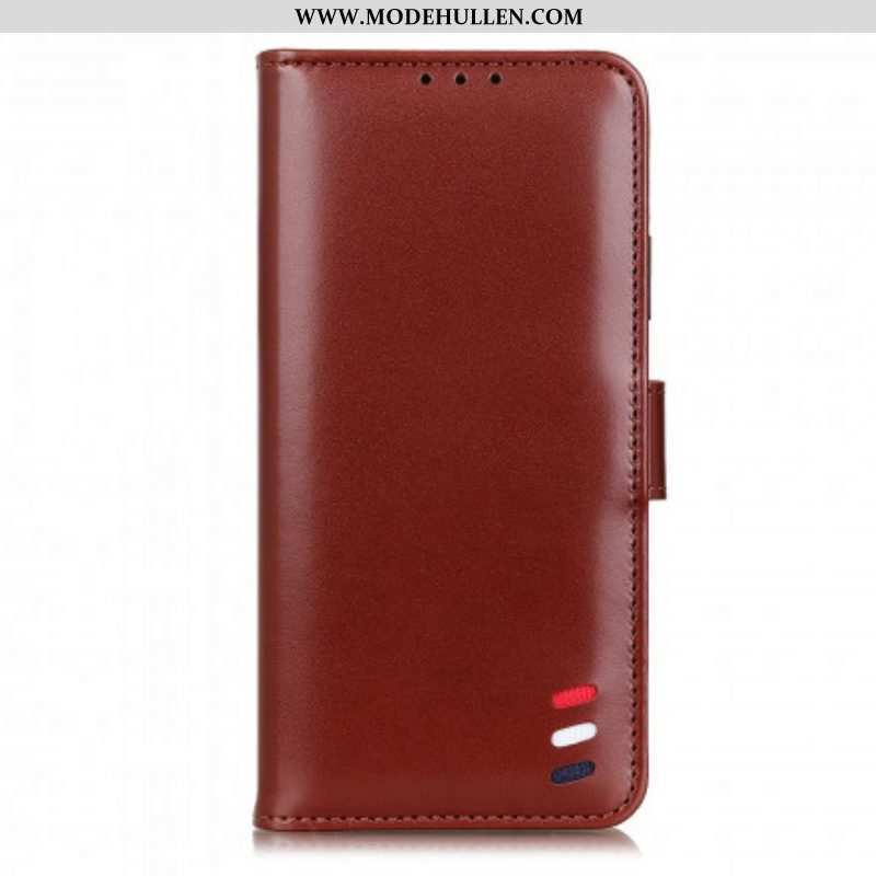 Flip Case Für Xiaomi Redmi Note 10 5G Dreifarbiger Ledereffekt
