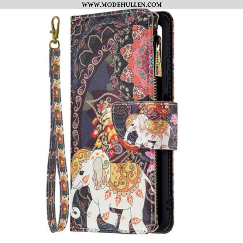 Flip Case Für Xiaomi Redmi Note 10 5G Elefanten-reißverschlusstasche