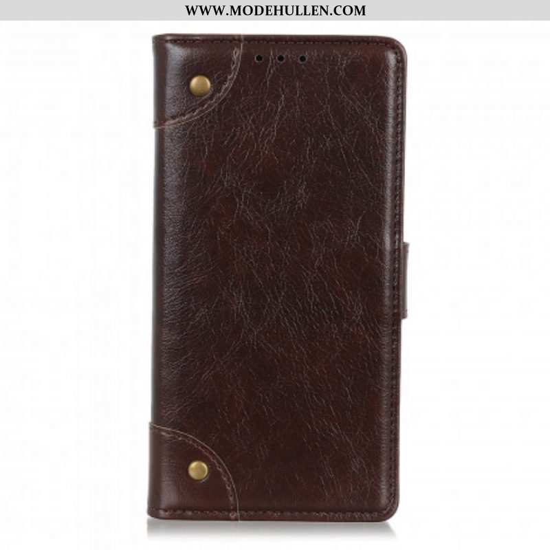 Flip Case Für Xiaomi Redmi Note 10 5G Stil: Nappaleder Mit Vintage-nieten