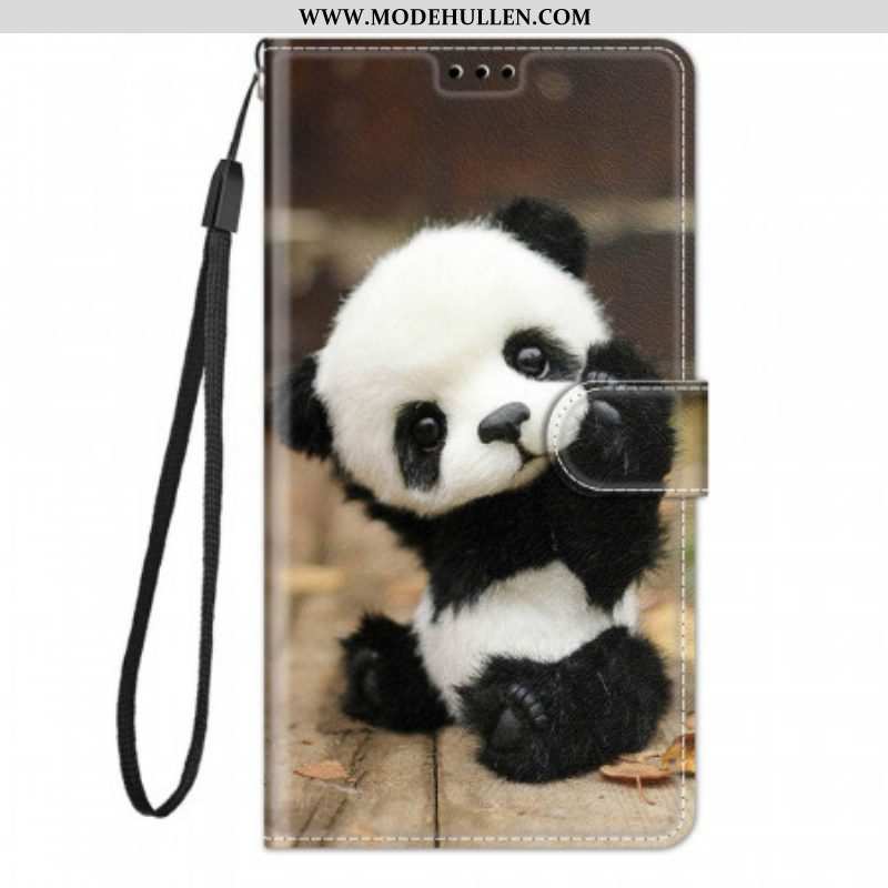 Flip Case Für Xiaomi Redmi Note 10 Pro Mit Kordel Kleiner Panda Mit Riemen