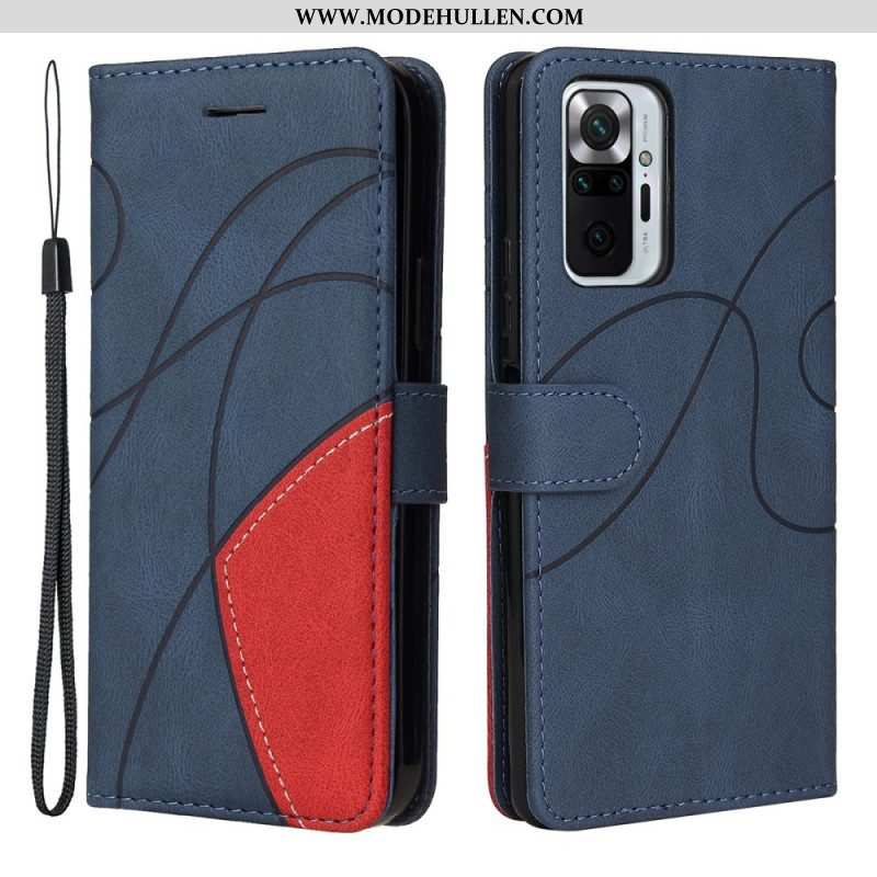 Flip Case Für Xiaomi Redmi Note 10 Pro Zweifarbiges. Charakteristisches Kunstleder