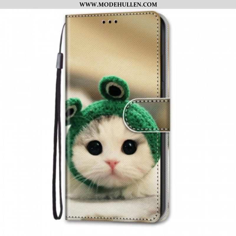 Flip Case Für Xiaomi Redmi Note 11 Pro Plus 5G Mit Kordel Lustiges Kätzchen Mit Riemen