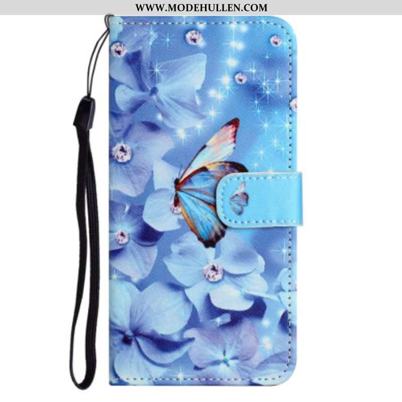 Flip Case Für Xiaomi Redmi Note 12 4G Mit Kordel Blaues Armband