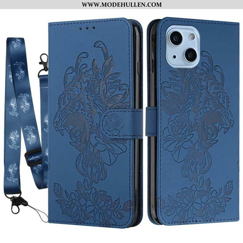 Flip Case Für iPhone 13 Mini Mit Kordel Barocker Riemchentiger